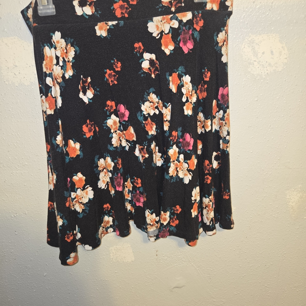 Decree Black Floral Skater Skirt